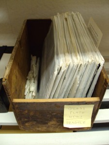 Some of our glass plate negatives, probably in their original packaging.